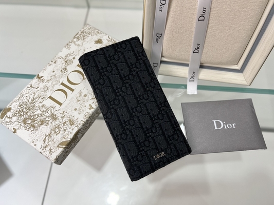 엠보싱된 수직 CD 크리스티앙 디오르 맨즈 지갑 다이아몬드는 지퍼로 열렸습니다