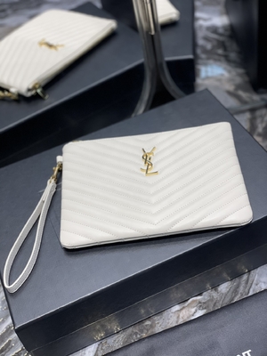 모너그램은 가죽 YSL 킐트형 가죽 팁 봉투 위기를 퀼트를 넣어 누볐습니다