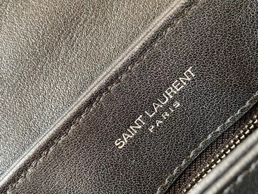 YSL 생 로랑 여자들 카산드라 체인 어깨에 메는 백 면 캔버스와 캐러멜 갈색인 송아지 가죽