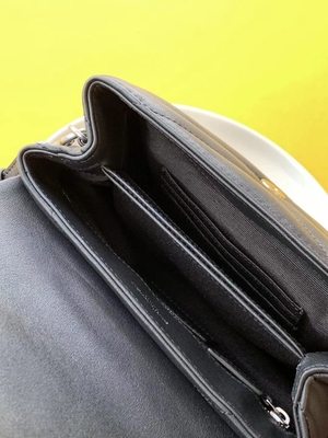 YSL 생 로랑 여자들 카산드라 체인 어깨에 메는 백 면 캔버스와 캐러멜 갈색인 송아지 가죽
