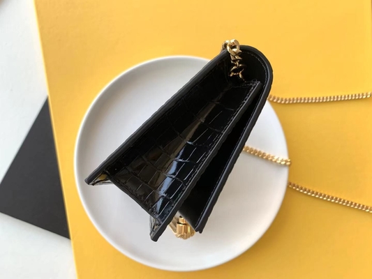 송아지 가죽 YSL 검정 가방 금 사슬 케이트 작은 술