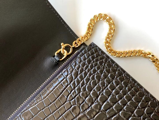 송아지 가죽 YSL 검정 가방 금 사슬 케이트 작은 술