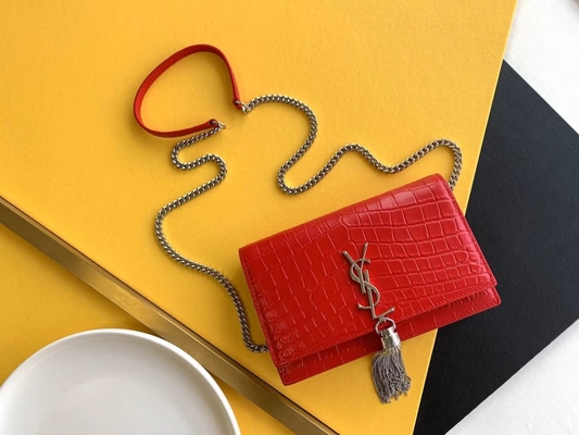 매체 케이트 술 빨간 YSL 생 로랑 볼크 지퍼 폐쇄부