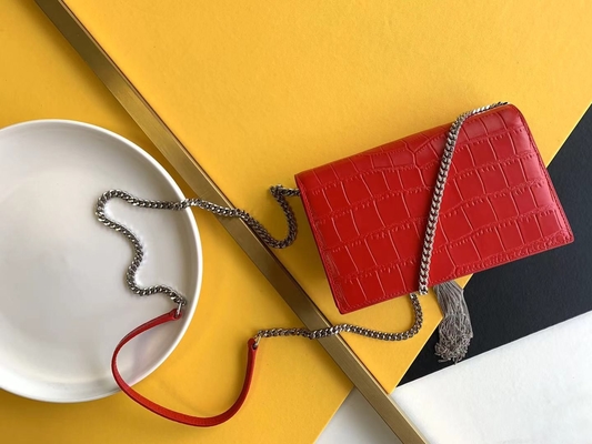 매체 케이트 술 빨간 YSL 생 로랑 볼크 지퍼 폐쇄부