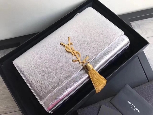 지퍼 폐쇄부 은과 조정 가능한 스트랩 폴리에스테르 생 로랑 YSL 볼크 가방